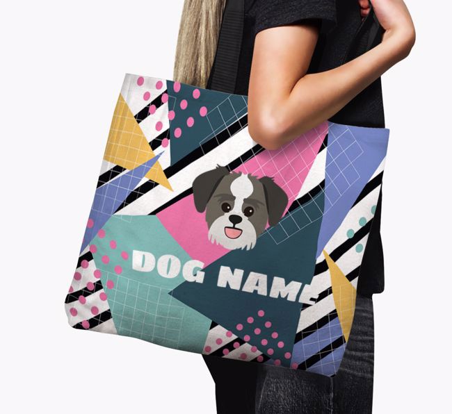 Retro Pattern: Personalized {breedFullName} Canvas Bag